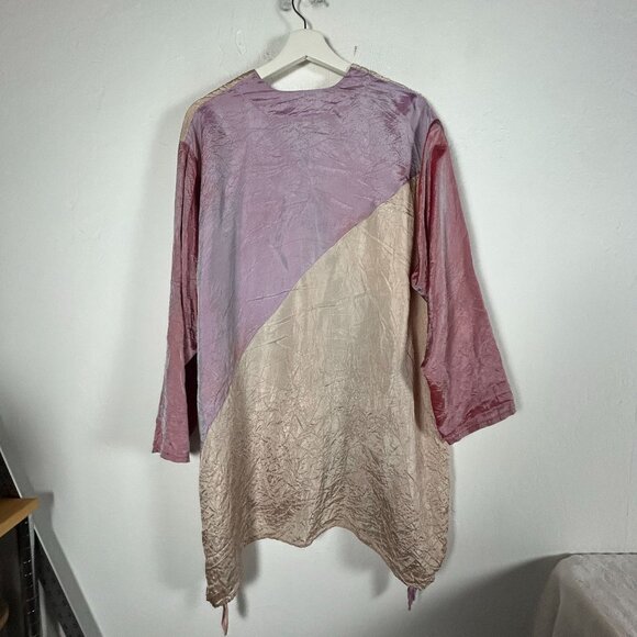 Staley Gretzinger Patchwork Crinkle Multicolor Asymmetrical Button-Up Jacket M/L - Picture 2 of 8